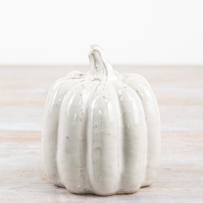 White Ceramic Pumpkin - Small3 - Duck Barn Interiors