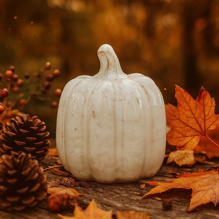 White Ceramic Pumpkin - Small2 - Duck Barn Interiors
