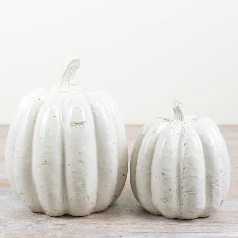 White Ceramic Pumpkin - Small4 - Duck Barn Interiors