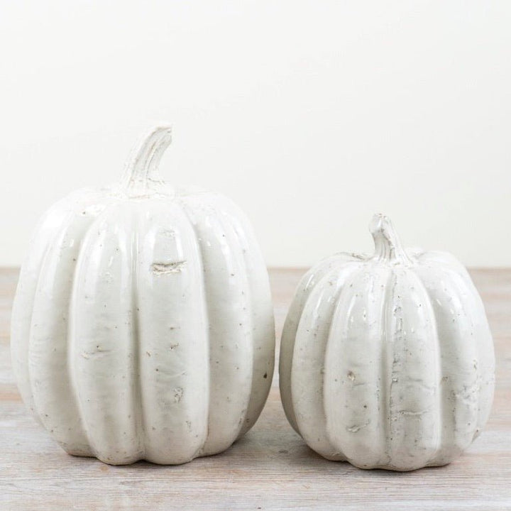 White Ceramic Pumpkin - Small4 - Duck Barn Interiors
