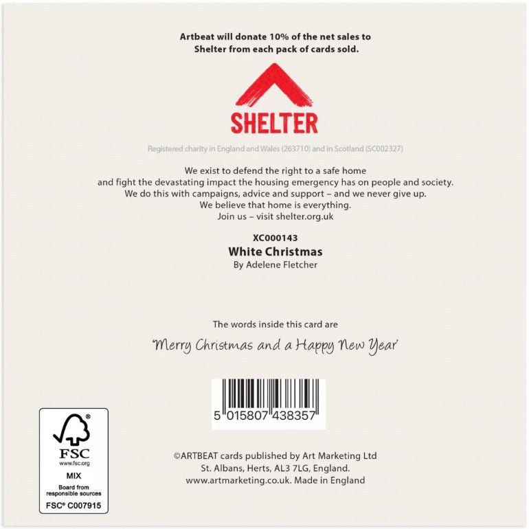 White Christmas Charity Christmas Cards - Pack of 63 - Duck Barn Interiors