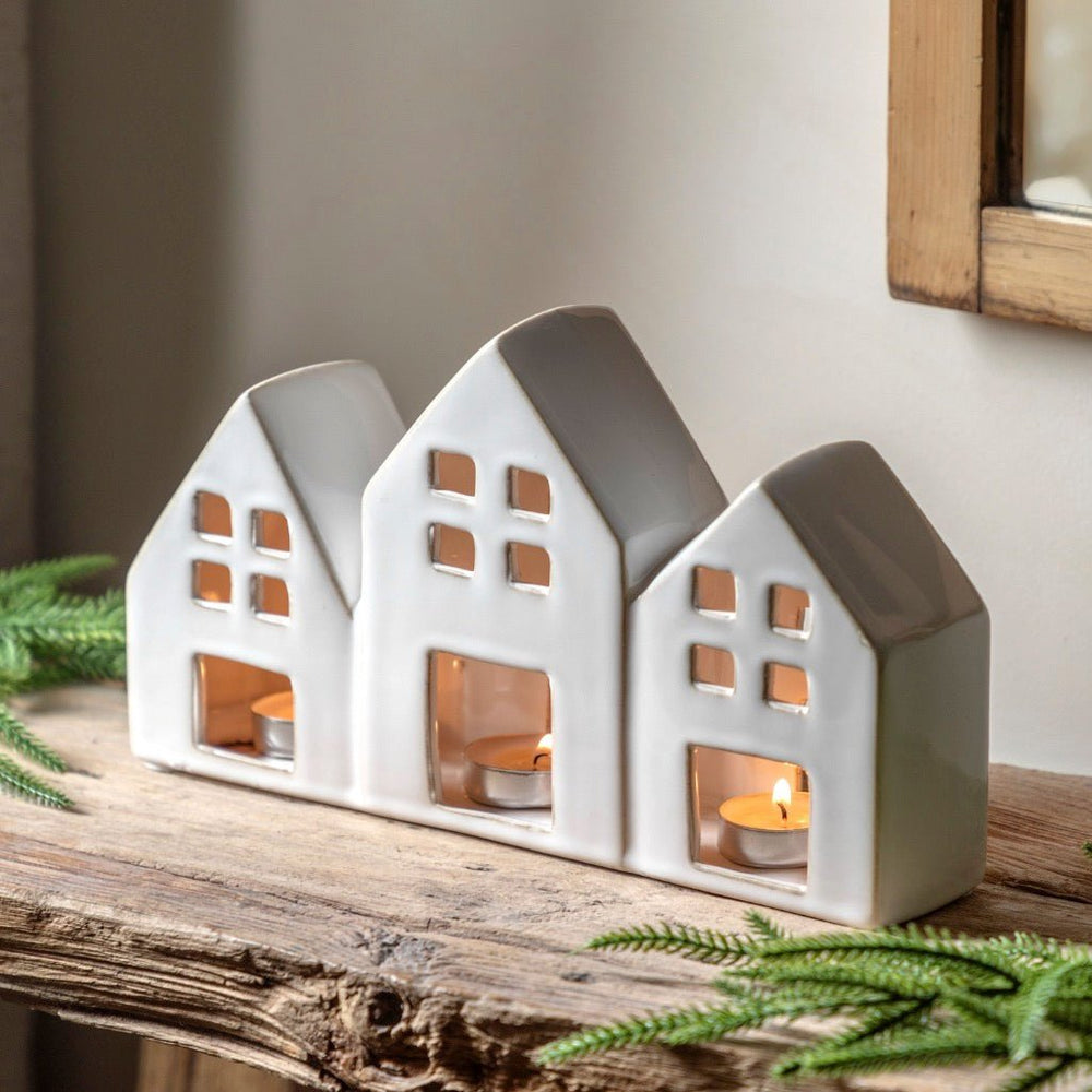 White Houses Ceramic Tealight Holder1 - Duck Barn Interiors