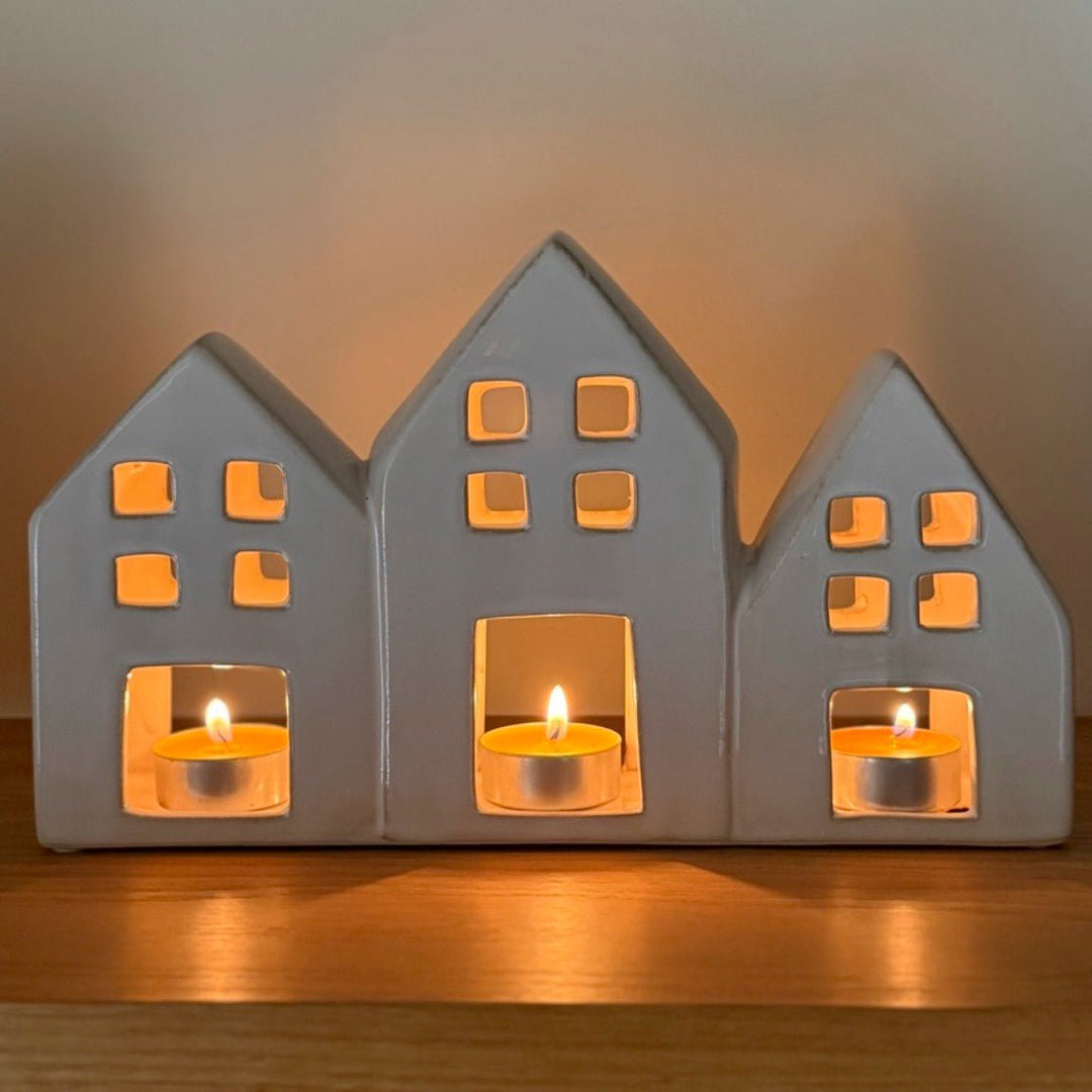 White Houses Ceramic Tealight Holder1 - Duck Barn Interiors