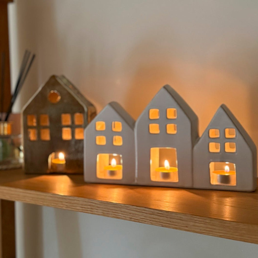 White Houses Ceramic Tealight Holder2 - Duck Barn Interiors