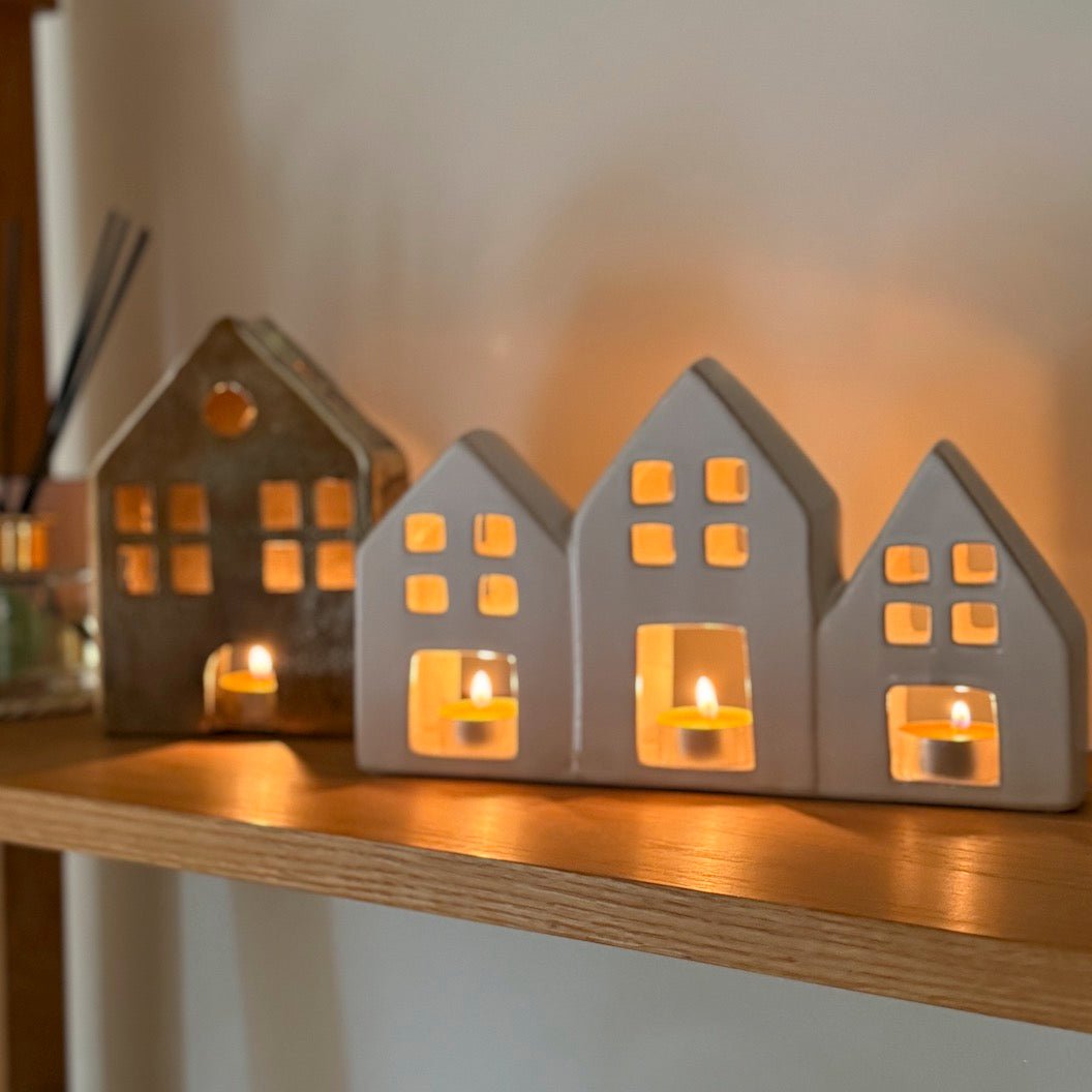 White Houses Ceramic Tealight Holder2 - Duck Barn Interiors