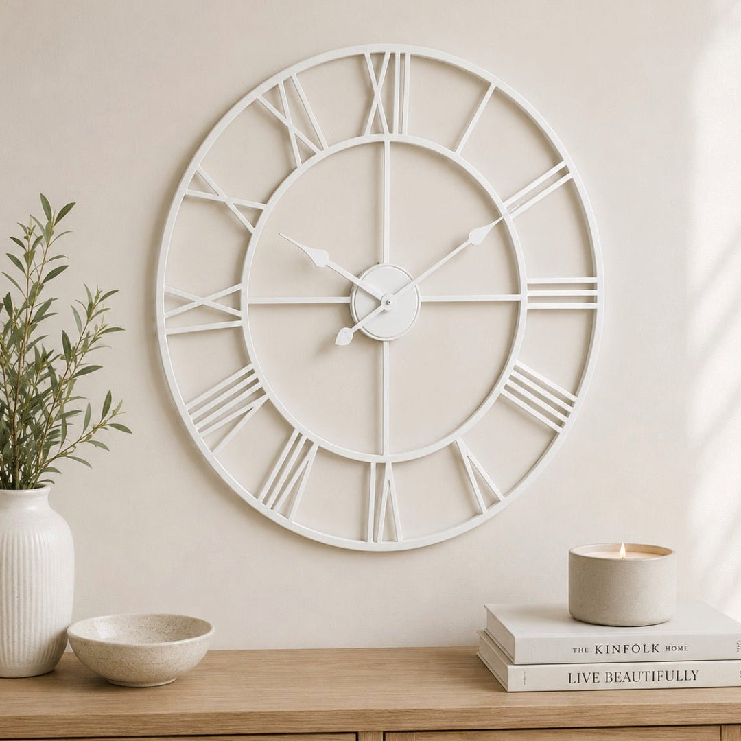 White Skeleton Wall Clock (70cm)1 - Duck Barn Interiors