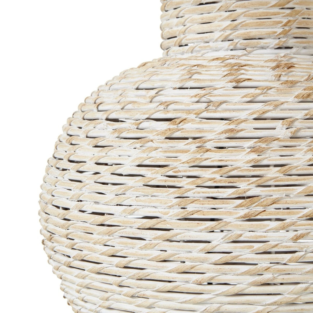 White Wash Bulbous Wicker Table Lamp With Linen Shade3 - Duck Barn Interiors