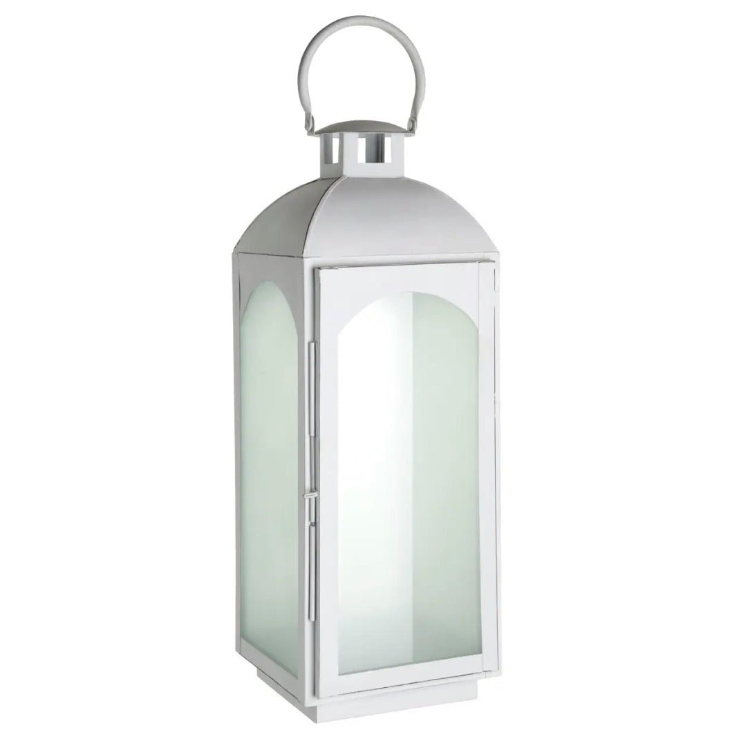White Wash Mild Steel Lantern - Large1 - Duck Barn Interiors