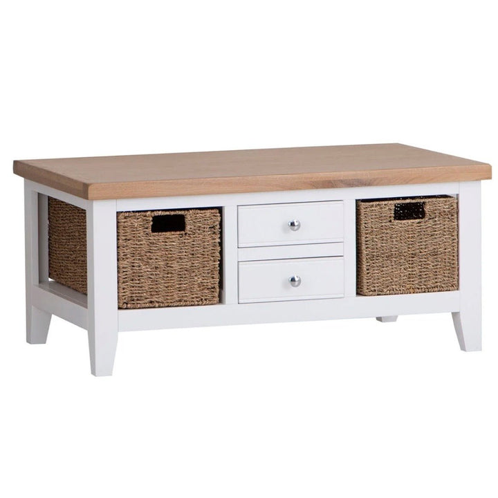 Windsor White Coffee Table with Baskets1 - Duck Barn Interiors