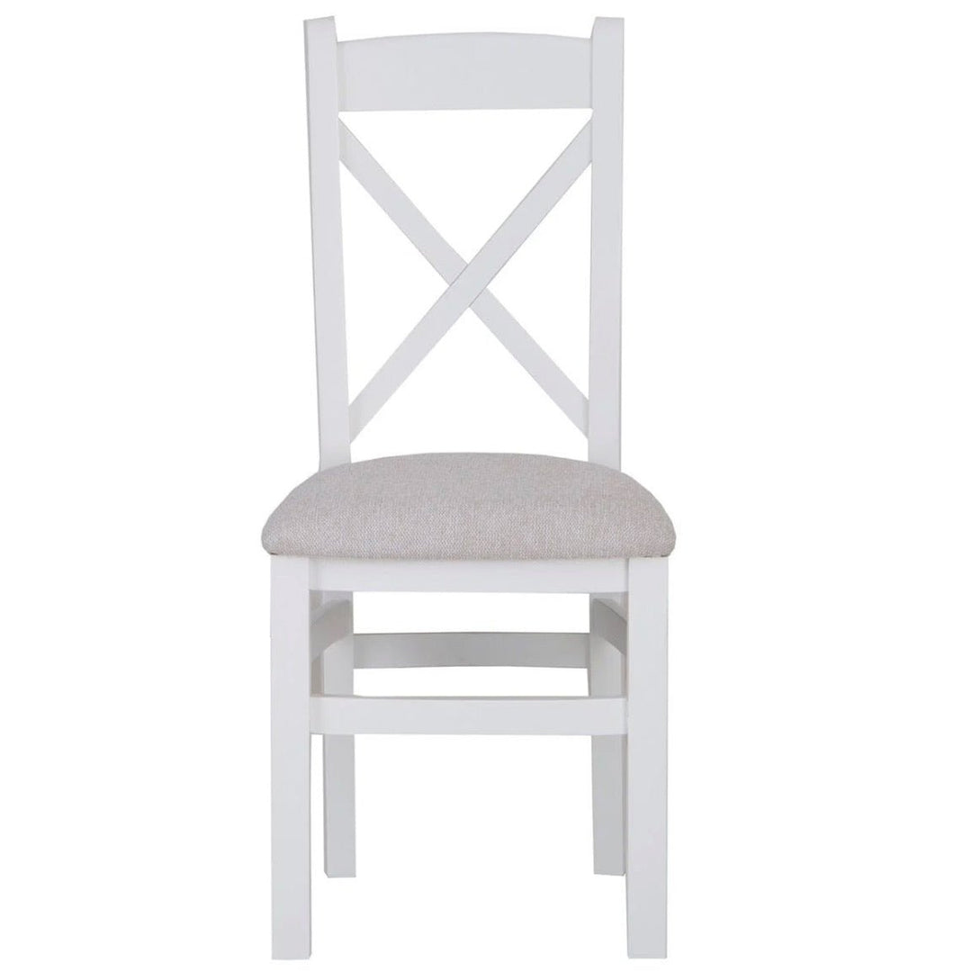 Windsor White Cross Back Chair Fabric Seat (Pair)4 - Duck Barn Interiors