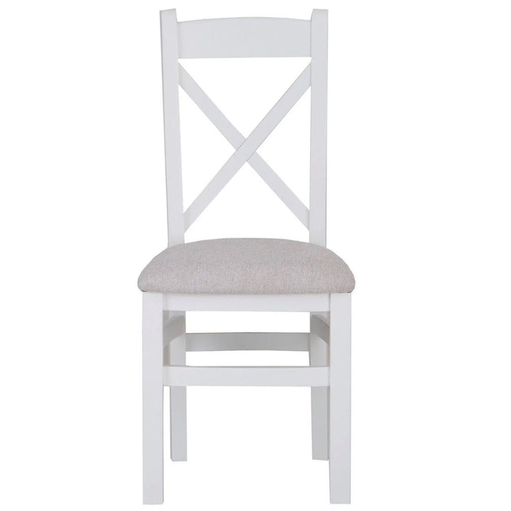 Windsor White Cross Back Chair Fabric Seat (Pair)4 - Duck Barn Interiors