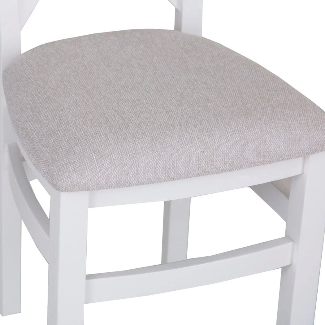Windsor White Cross Back Chair Fabric Seat (Pair)3 - Duck Barn Interiors