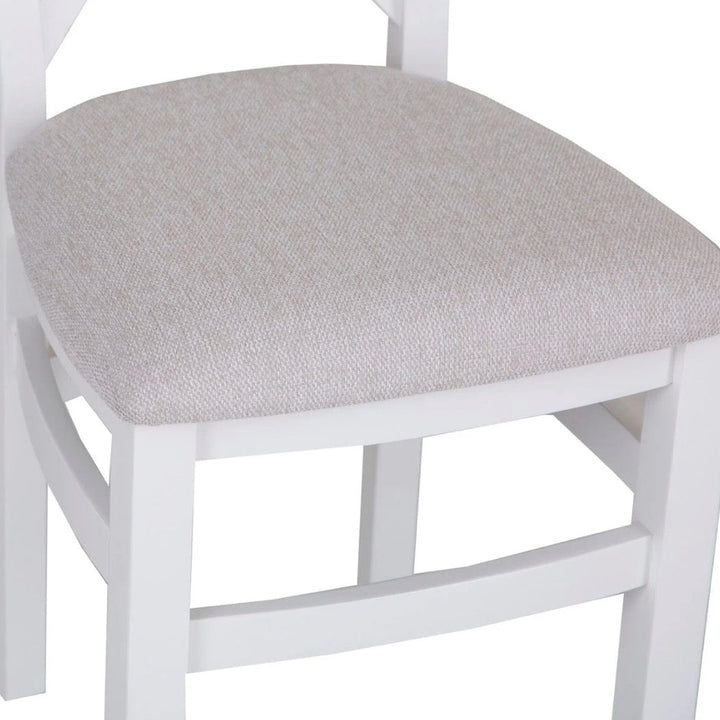 Windsor White Cross Back Chair Fabric Seat (Pair)3 - Duck Barn Interiors