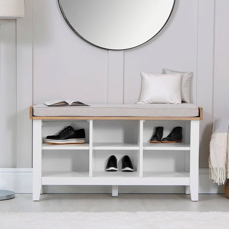 Windsor White Hall Cushioned Seat Bench2 - Duck Barn Interiors