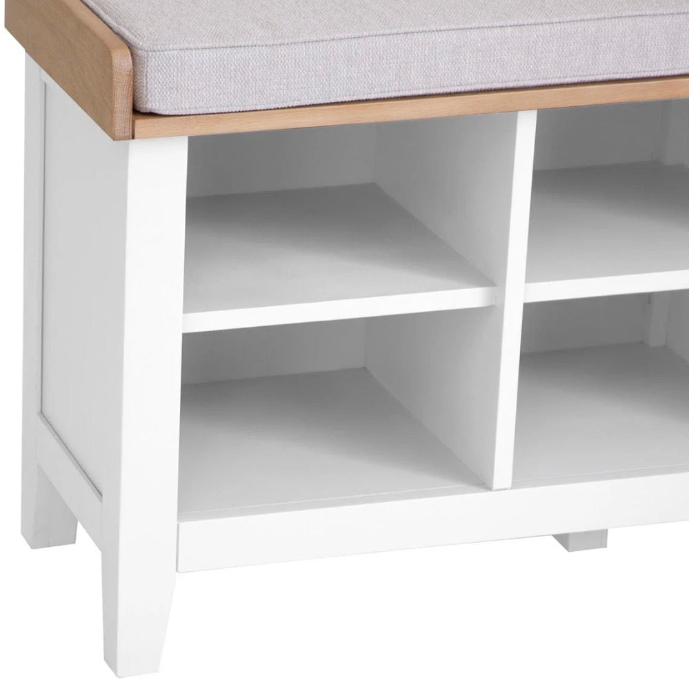 Windsor White Hall Cushioned Seat Bench4 - Duck Barn Interiors