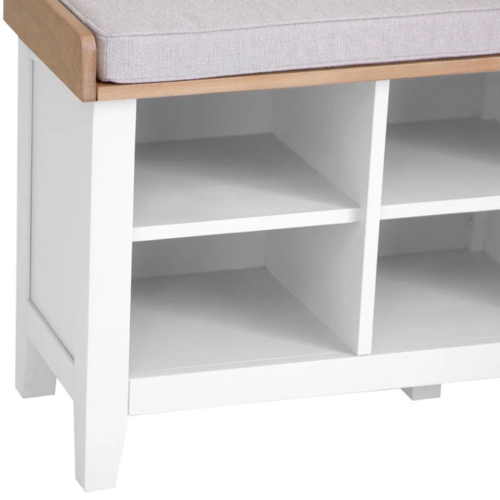 Windsor White Hall Cushioned Seat Bench4 - Duck Barn Interiors