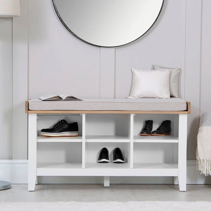 Windsor White Hallway Storage Bench1 - Duck Barn Interiors