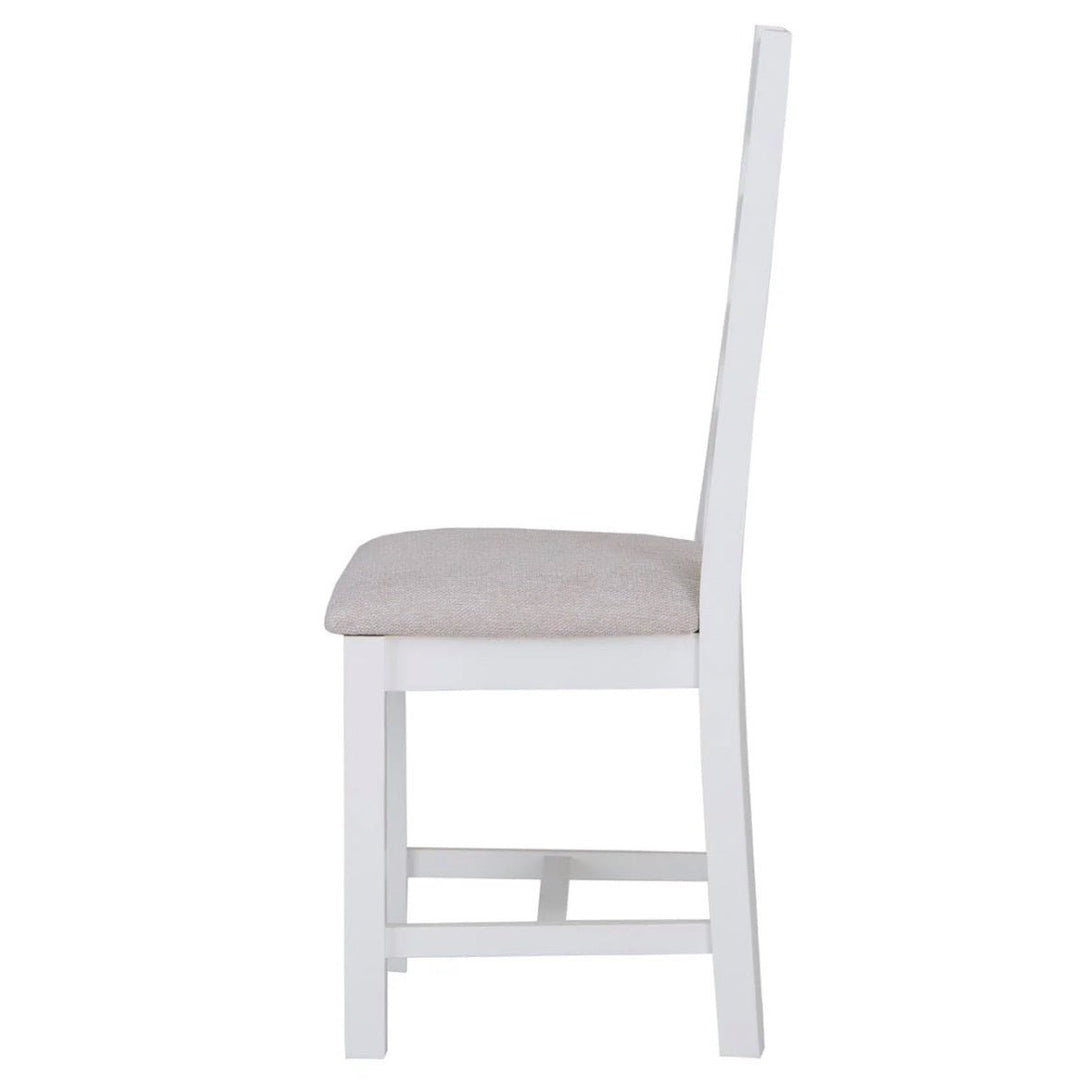 Windsor White Ladder Back Chair - Fabric Seat (Pair)5 - Duck Barn Interiors