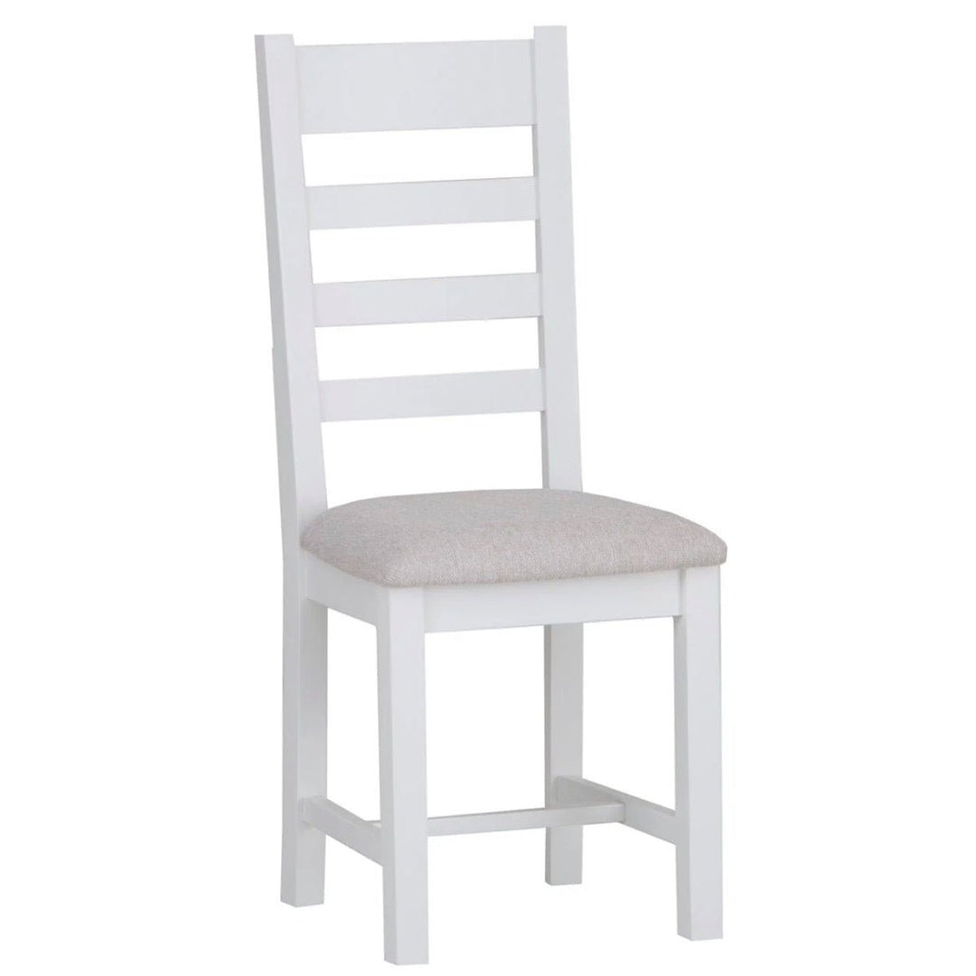 Windsor White Ladder Back Chair - Fabric Seat (Pair)1 - Duck Barn Interiors