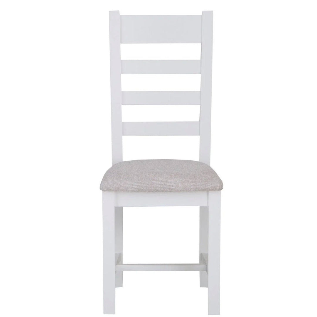 Windsor White Ladder Back Chair - Fabric Seat (Pair)4 - Duck Barn Interiors