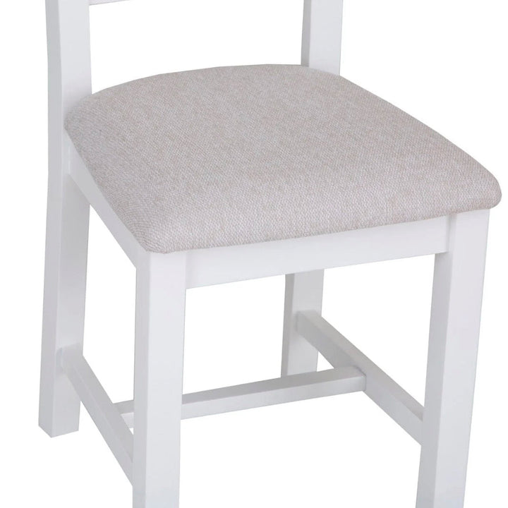 Windsor White Ladder Back Chair - Fabric Seat (Pair)6 - Duck Barn Interiors