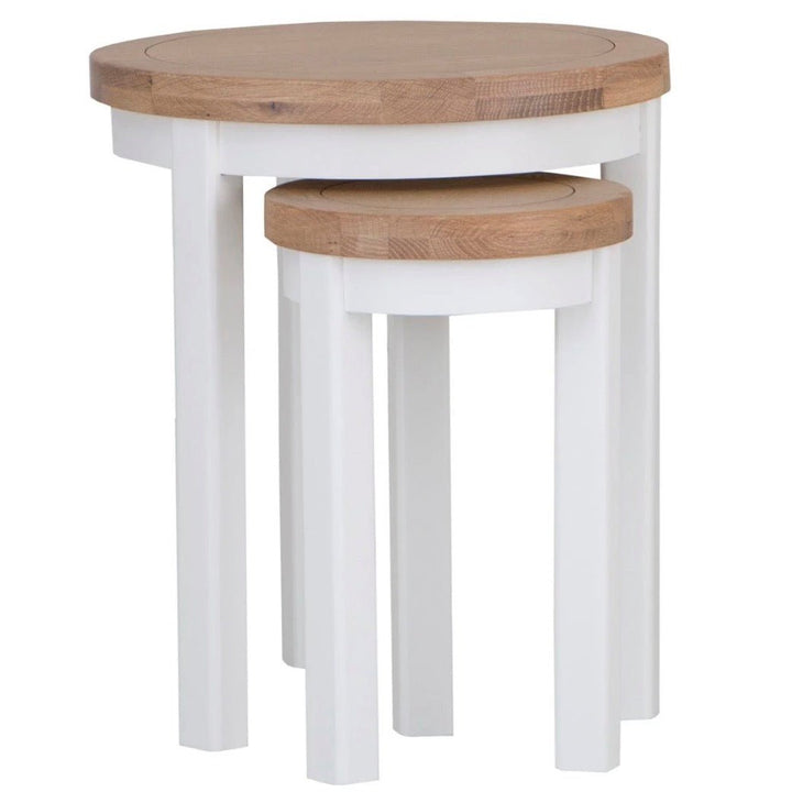 Windsor White Round Nest of 2 Tables5 - Duck Barn Interiors