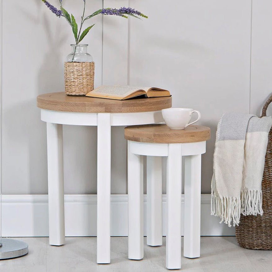 Windsor White Round Nest of 2 Tables2 - Duck Barn Interiors