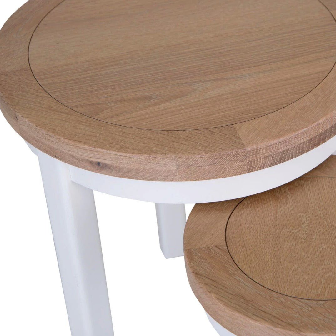 Windsor White Round Nest of 2 Tables3 - Duck Barn Interiors