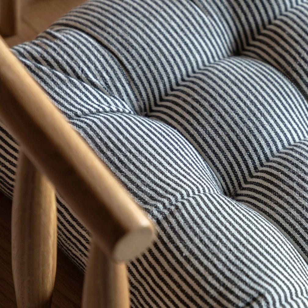 Windsor Woven Strip Seat Pad Cushion - Ink Blue4 - Duck Barn Interiors