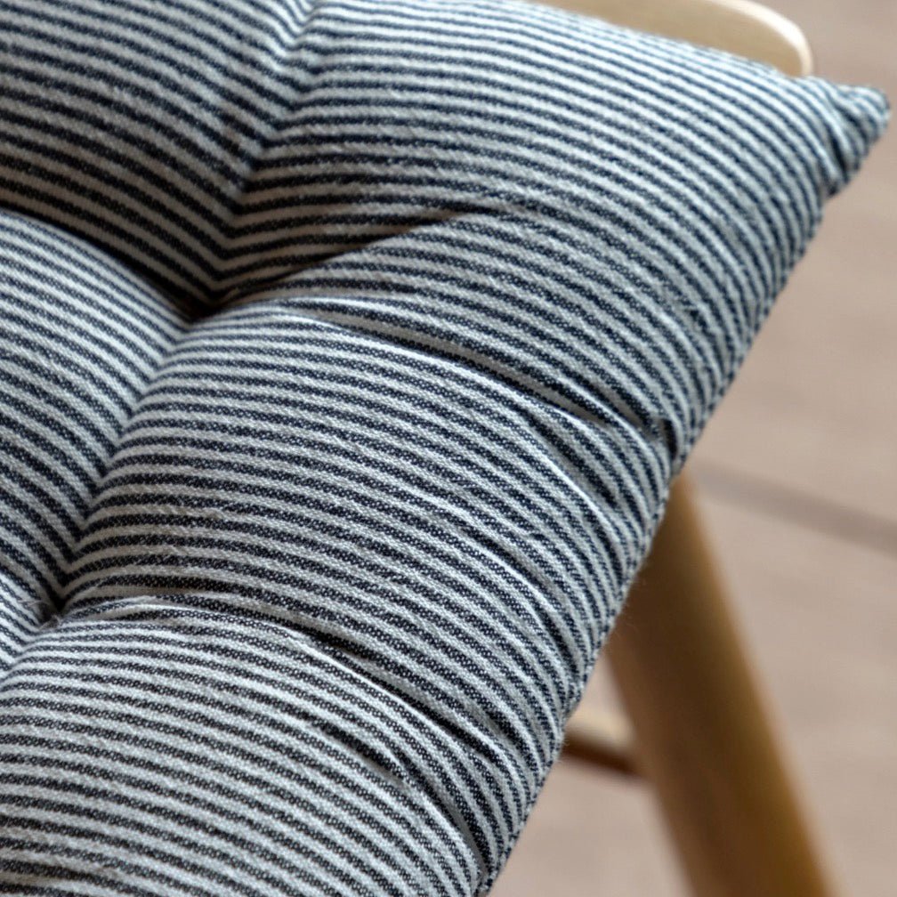 Windsor Woven Strip Seat Pad Cushion - Ink Blue3 - Duck Barn Interiors