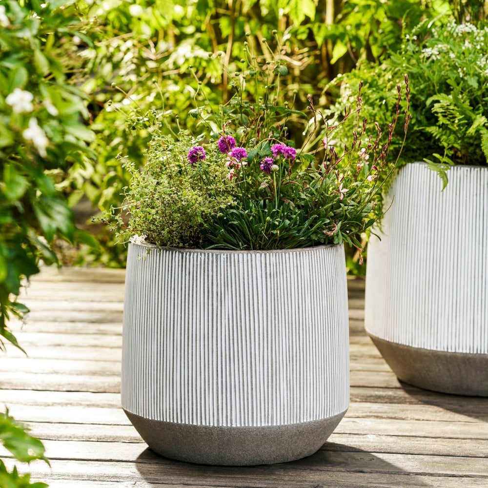 Winslowe Ficonstone White Stripe Planter2 - Duck Barn Interiors