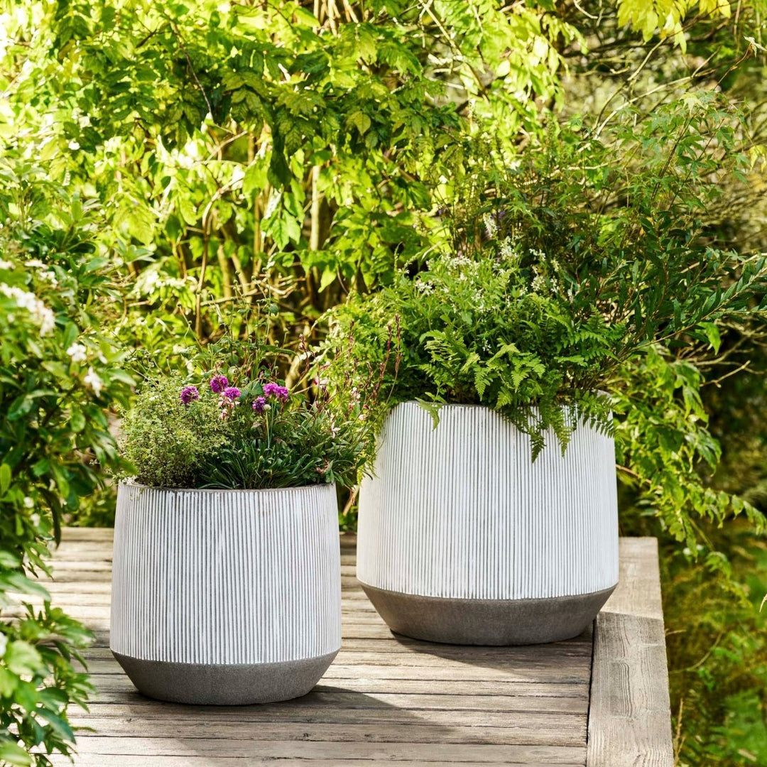 Winslowe Ficonstone White Stripe Planter1 - Duck Barn Interiors