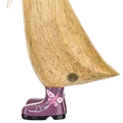 Wooden Duckling in Butterfly Print Wellies2 - Duck Barn Interiors