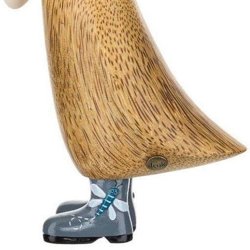 Wooden Duckling in Dragonfly Print Wellies2 - Duck Barn Interiors