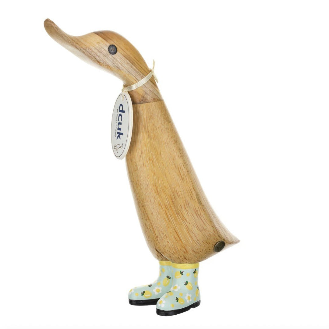 Wooden Duckling in Lemon Print Wellies8 - Duck Barn Interiors