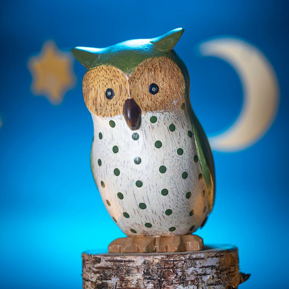 Wooden Owl - Green2 - Duck Barn Interiors