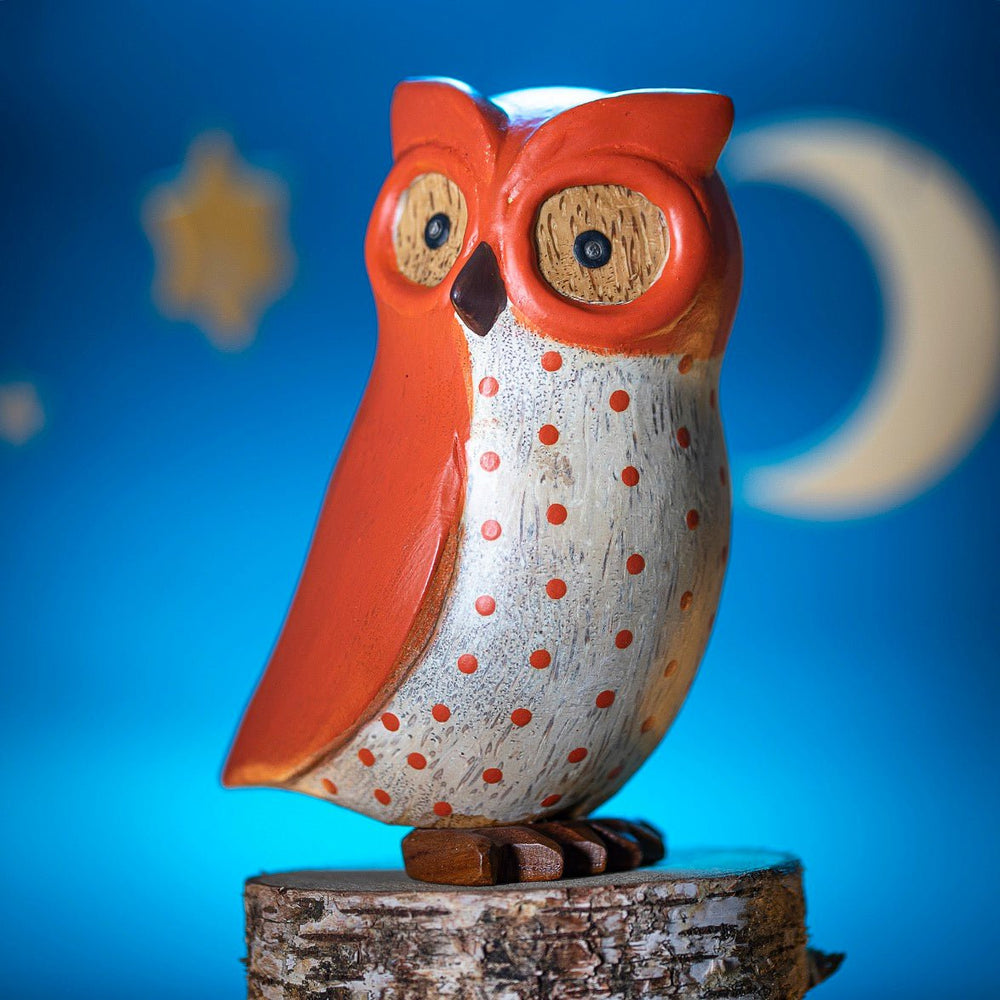 Wooden Owl - Orange2 - Duck Barn Interiors
