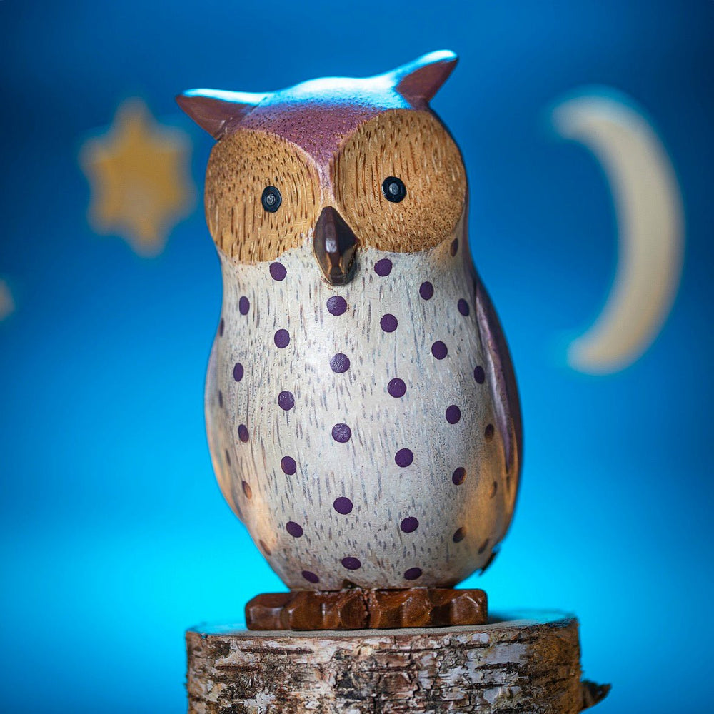 Wooden Owl - Purple2 - Duck Barn Interiors