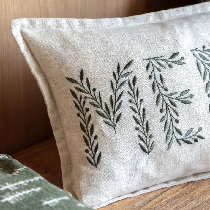 Woodland Embroidered Merry Cushion3 - Duck Barn Interiors