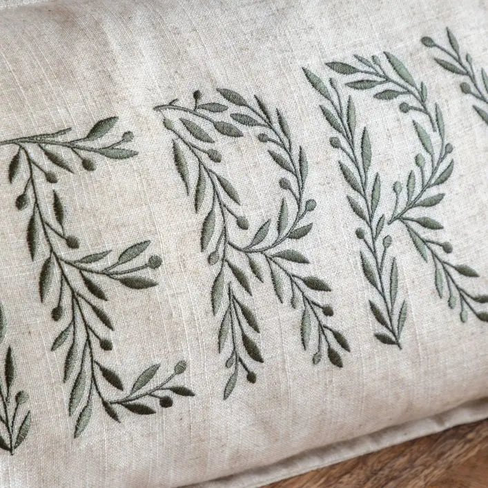 Woodland Embroidered Merry Cushion4 - Duck Barn Interiors
