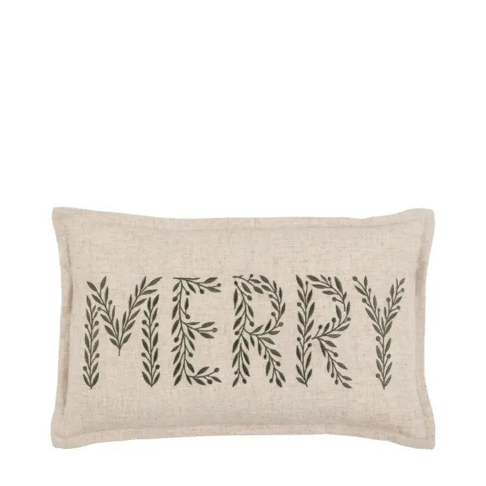 Woodland Embroidered Merry Cushion2 - Duck Barn Interiors