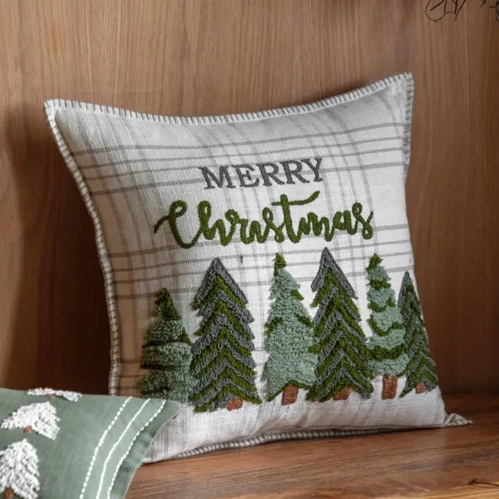Woodland Merry Christmas Trees Cushion1 - Duck Barn Interiors