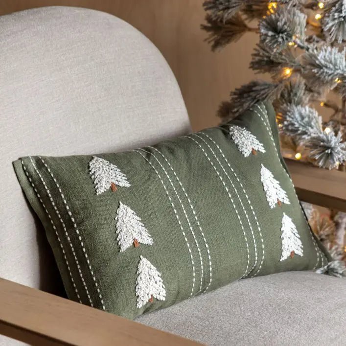 Woodland Tree Embroidered Cushion1 - Duck Barn Interiors