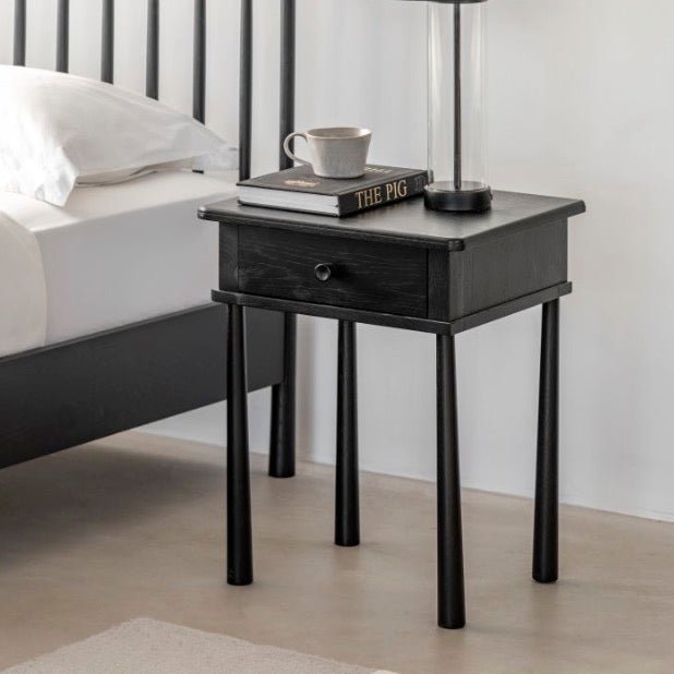 Wycombe 1 Drawer Bedside Table - Black1 - Duck Barn Interiors