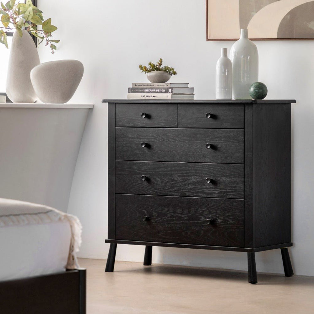 Wycombe 5 Drawer Chest - Black1 - Duck Barn Interiors
