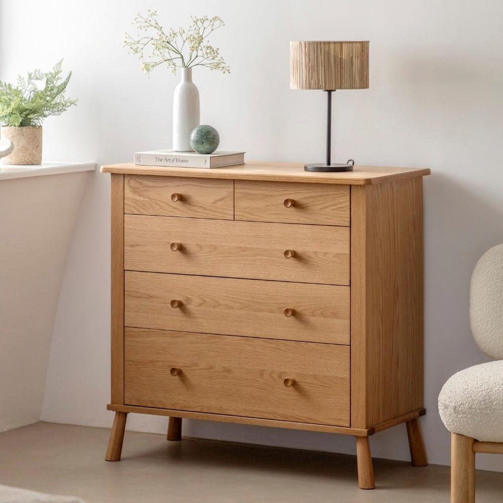Wycombe 5 Drawer Chest - Oak1 - Duck Barn Interiors