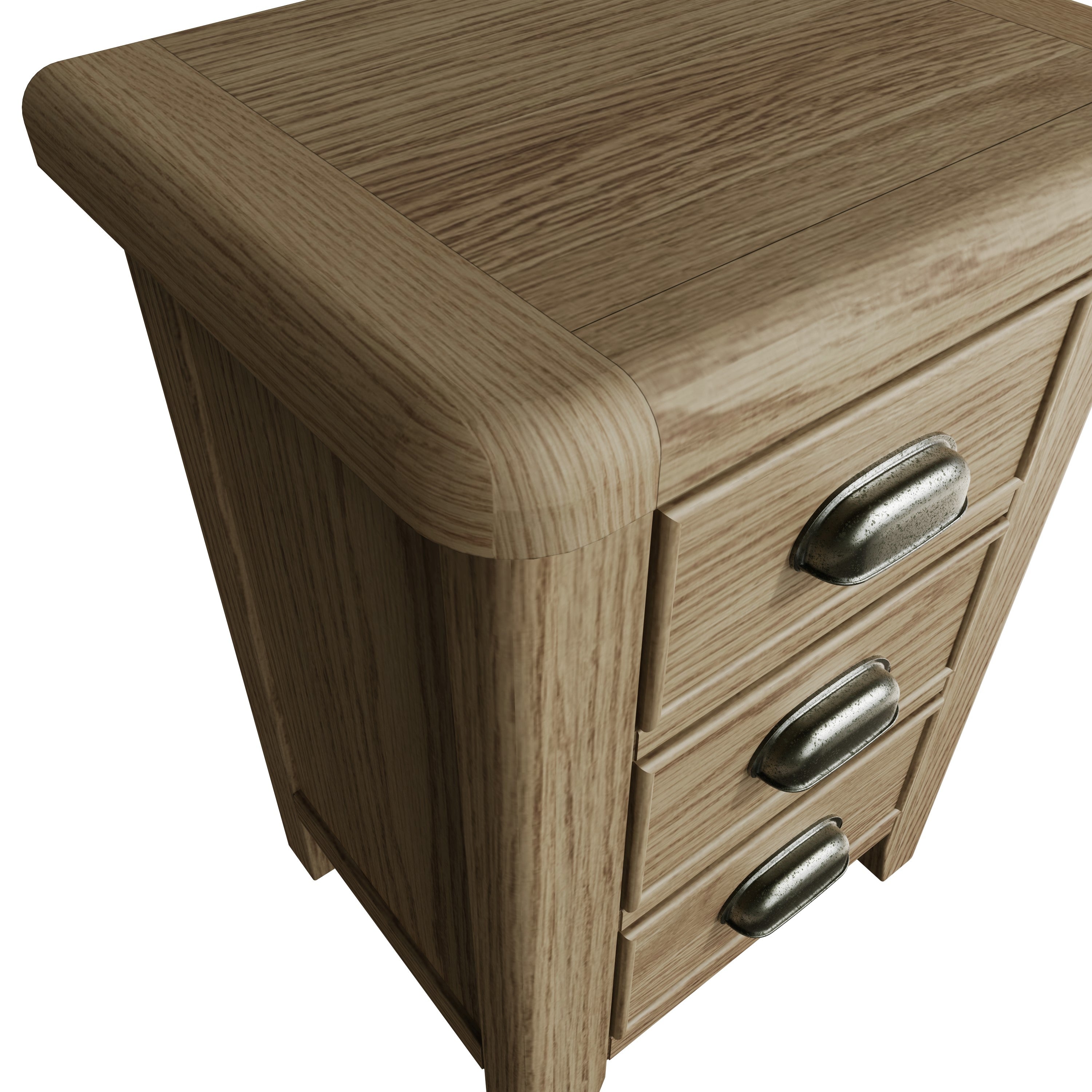 Rusper Oak 3 Drawer Bedside Table