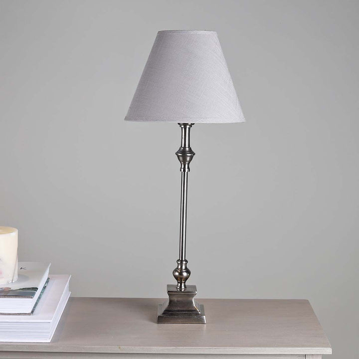 Biggie Best Pires Antique Nickel Table Lamp with Shade Duck Barn