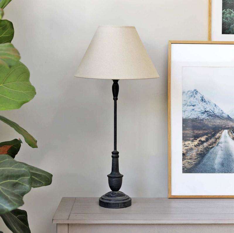Biggie Best Tall Metal Table Lamp with Natural Linen Shade - Duck Barn Interiors