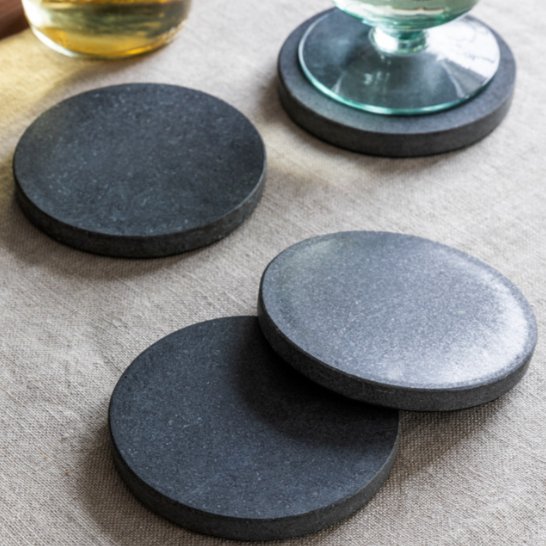 Black Marble Round Coasters (Set of 4) - Duck Barn Interiors